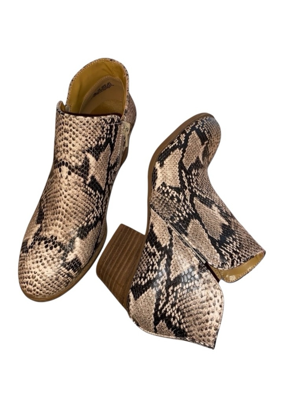 FERGIE Faux Animal Print-Snakeskin Print Ankle Boots Size 7-1/2M